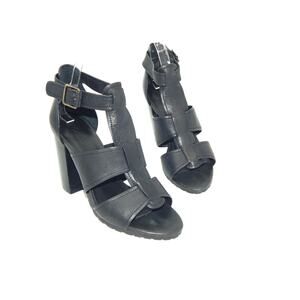 M4DE Women Black Leather Sandal Size 8.5 Mara